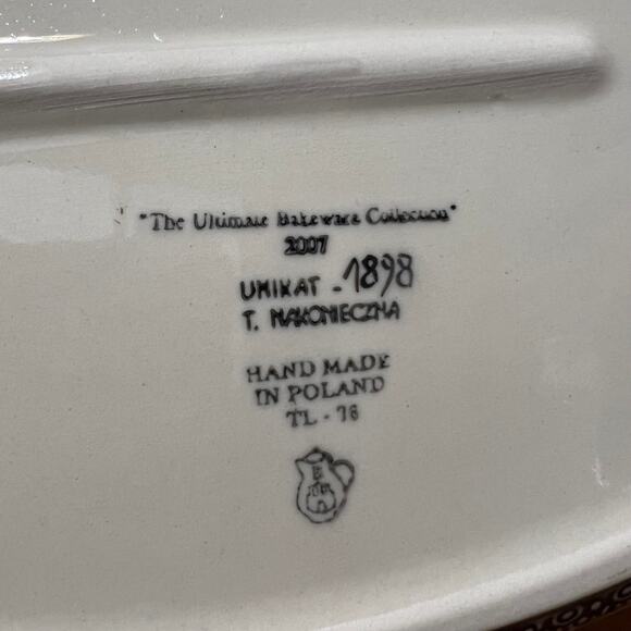 Unikat Ceremika Polish Pottery Casserole Dish Oval Blue Floral Bakeware 2007 - Picture 6 of 10